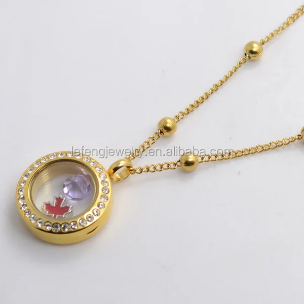 Beautiful Stainless Steel Floating Locket New Gold Neck Chain Design