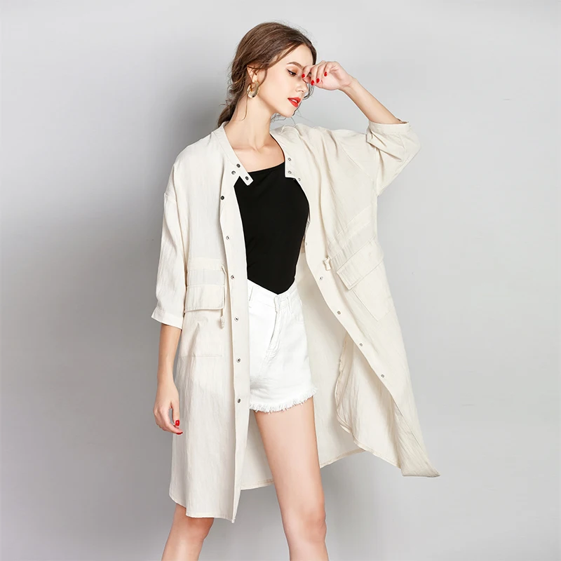 
Loose Fit Linen-cotton Beach Sun Protection Coat 