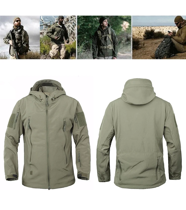 Men's Army Fans Military Tactical Jacket Camouflage Waterproof Softshell Hoody Hiking Camping Jacket Coat Army Cargoes Jacket