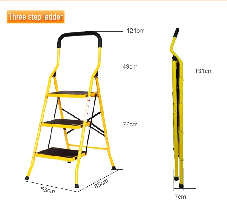 3 Step Safety Step Steel Ladders With Handrail Buy Wide Step Ladder