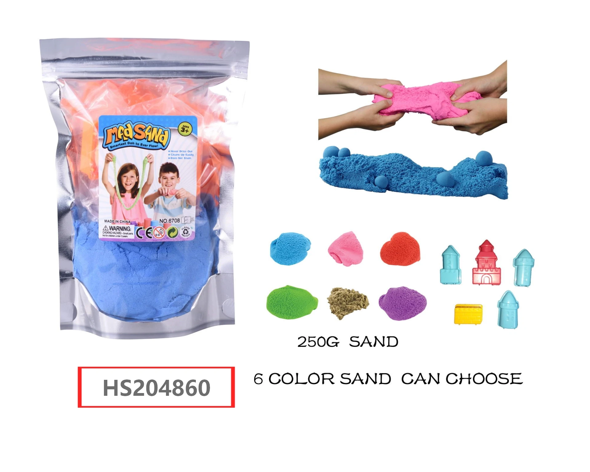 HS204860, Huwsin Toys, Educatioonal toy, DIY Mad sand