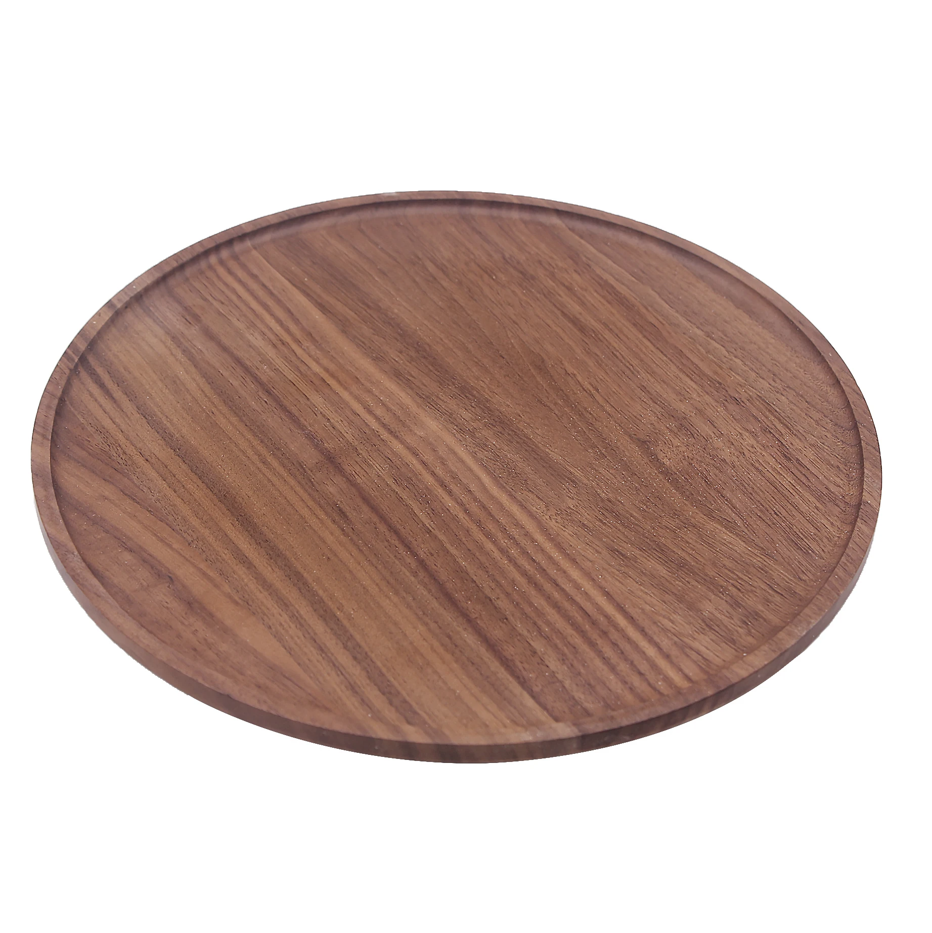 Wholesale Solid Wood Serving Tray Organizer Custom Round Walnut Wood