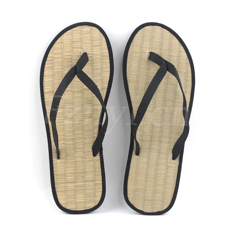 批发草垫一次性拖鞋酒店黑色翻盖fop,oem & odm ero友好型竹鞋拖鞋