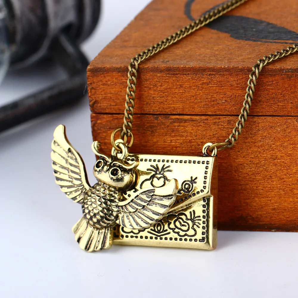 Owl Bronze Necklace with Wizard Acceptance Letter