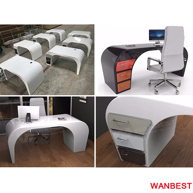 Unique Design Artificial Marble Ceo Director Office Laptop Desk Working Table for Hotel Home