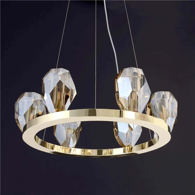 Creative Crystal Chandelier LED, Circular Living Room Light, Round Restaurant Bedroom Light