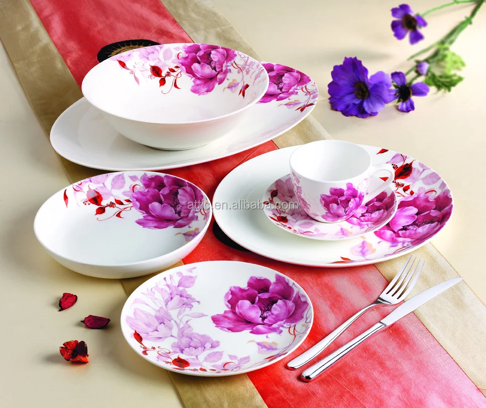 Retail 16pcs Dinner Set With Pink Flowers Royal Porcelain Dinner Set. Fine Bone China Dinnerware