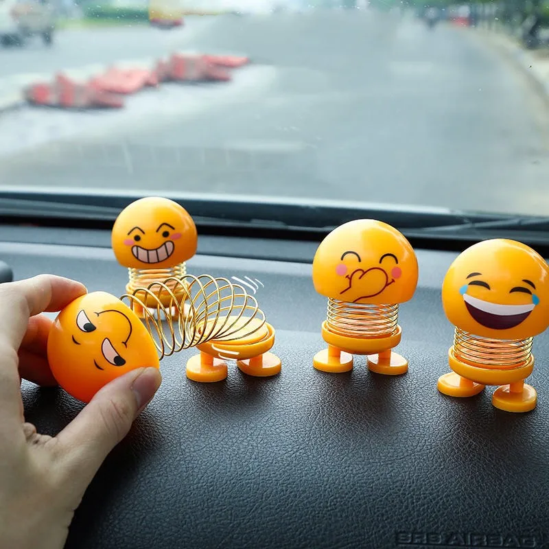 Emoji Shaking Head Doll Car Dashboard Ornaments Springs Dancing Toy Funny Toys On The Table