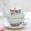 Luxury unique ceramic tea set in one personalized wholesale tea for one set with cup saucer for one person