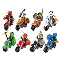 8pcs lot Pirate And Ninja Motorcycle Rider Minifigures Building Blocks Children s Puzzle Assembled Toys Gifts