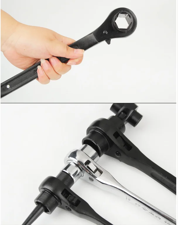 Black Scaffolding Ratchet Wrench - 17*19mm Carbon Steel