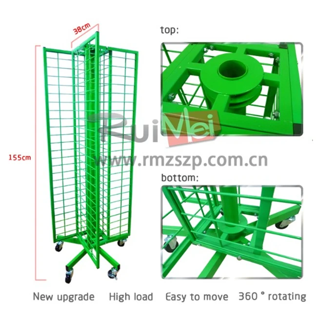 Rotating 3 Way Metal Wire Gridwall Mesh Grid Panel Display Rack With