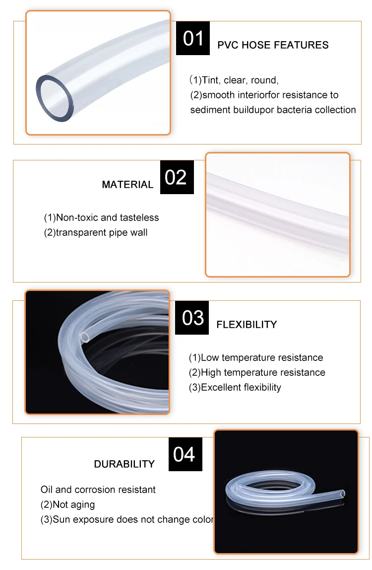 Food Grade Flexible Clear Plastic Tubing PVC Hose