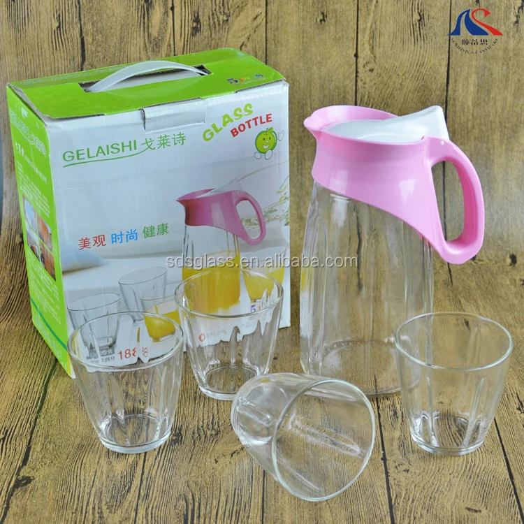 Promotional Drinking Glass Gift Set Water Jug With 4pcs 260ml Tumblers