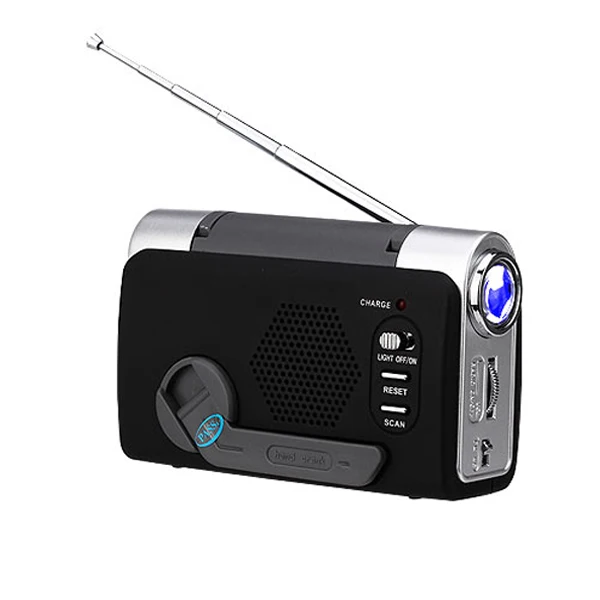 Portable Hand Crank Dynamo Rechargeable Fm Wb Radio With Emergency