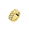 Creative Hiphop Style Man Finger Ring 14k Gold Watch Belt Link Design Watch Ring