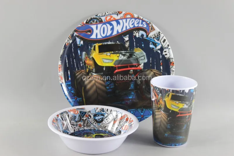 Customized 3pcs Melamine Kids dinner set FDA LFGB