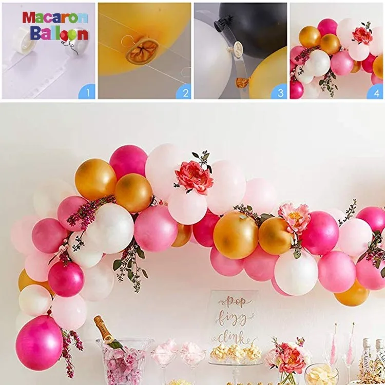 Balloon Arch Garland Decorating Strip Kit, 2 Rolls 16 Feet Balloon Strip, 2  Rolls Balloon Glue Point Dots Stickers for Wedding Party Balloon