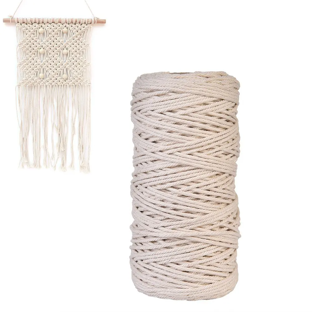 Cotton Macrame,Sundlight DIY Decorations Wall Hanging Plant Hanger Craft Making Knitting Cord Rope Natural Color Beige,1mm/2mm