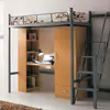 Fashion design metal bunk bed with desk for school