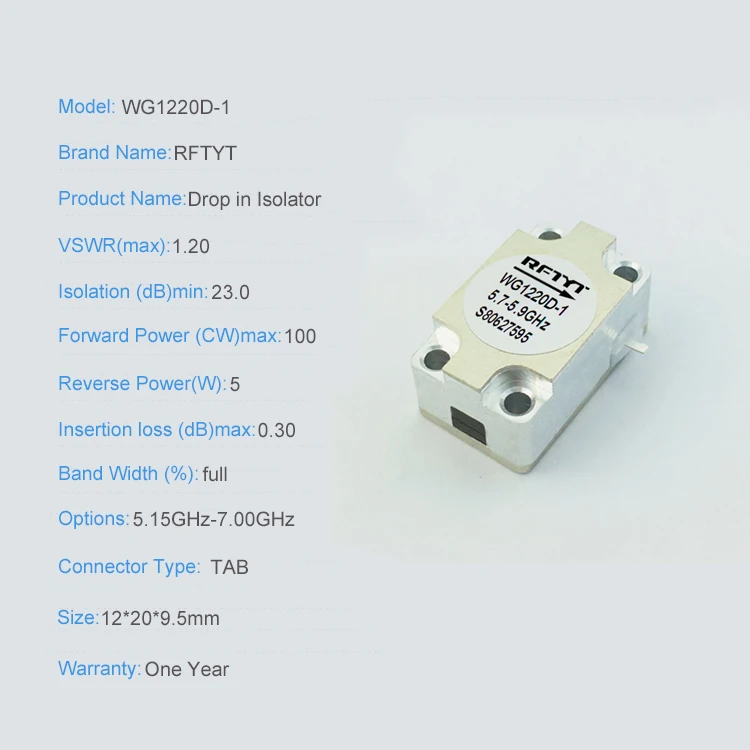 RFTYT SHF WG1220 Drop in Isolator
