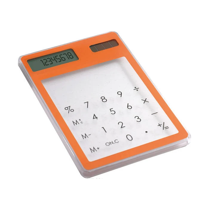 Transparent Slim Solar Powered Mini Credit Card Pocket Calculator Touch Screen 