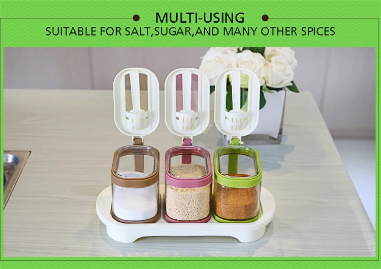 Kitchen Product Sugar Salt Containers With Handle Glass Condiment