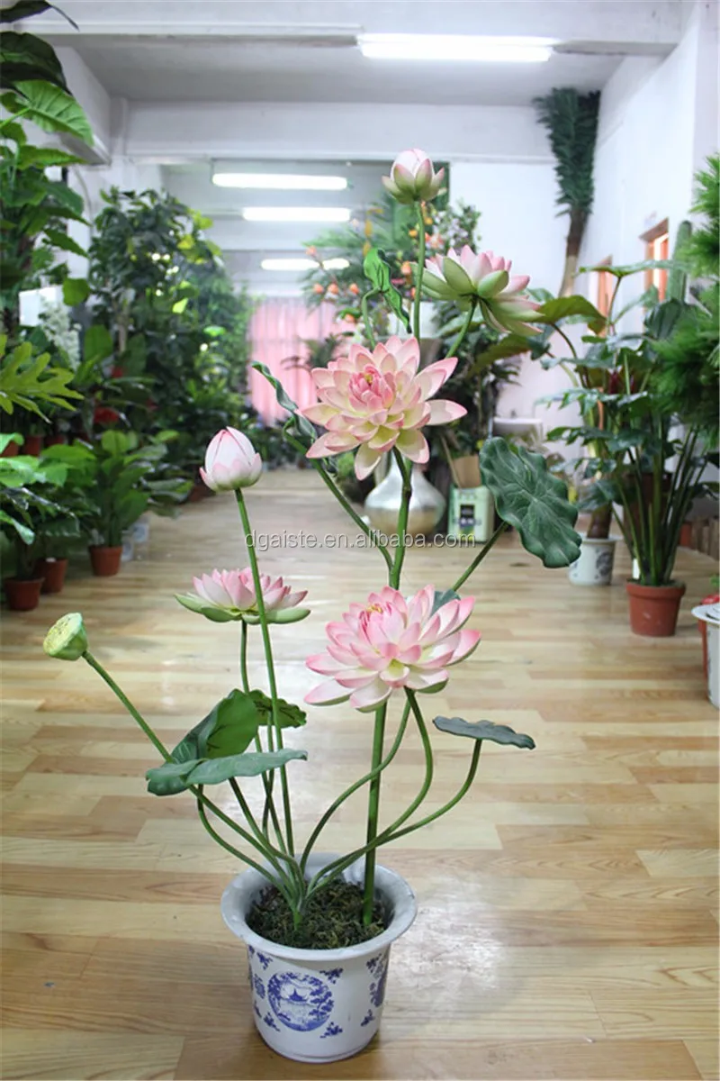 庭の装飾的な偽の複数の枝蓮の鉢植えの緑の植物 Buy 庭の装飾蓮 フェイク鉢植え 蓮鉢植え Product On Alibaba Com
