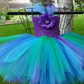 Cute Peacock Girl Tutu Dress Inspired Pageant Dresses for Little Girls Purple Turquoise Dress For Hallowen