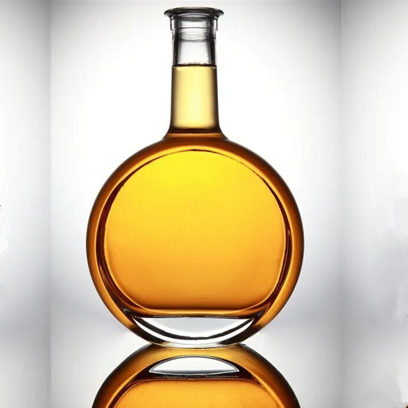 High End Flat Round Glass Brandy Bottle 750ml Buy Brandy Bottle