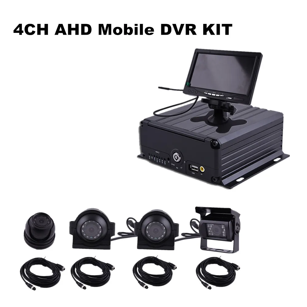 Sistema De Vigilancia De Vehículos,Kit Dvr Móvil Con 4 Cámaras,720p