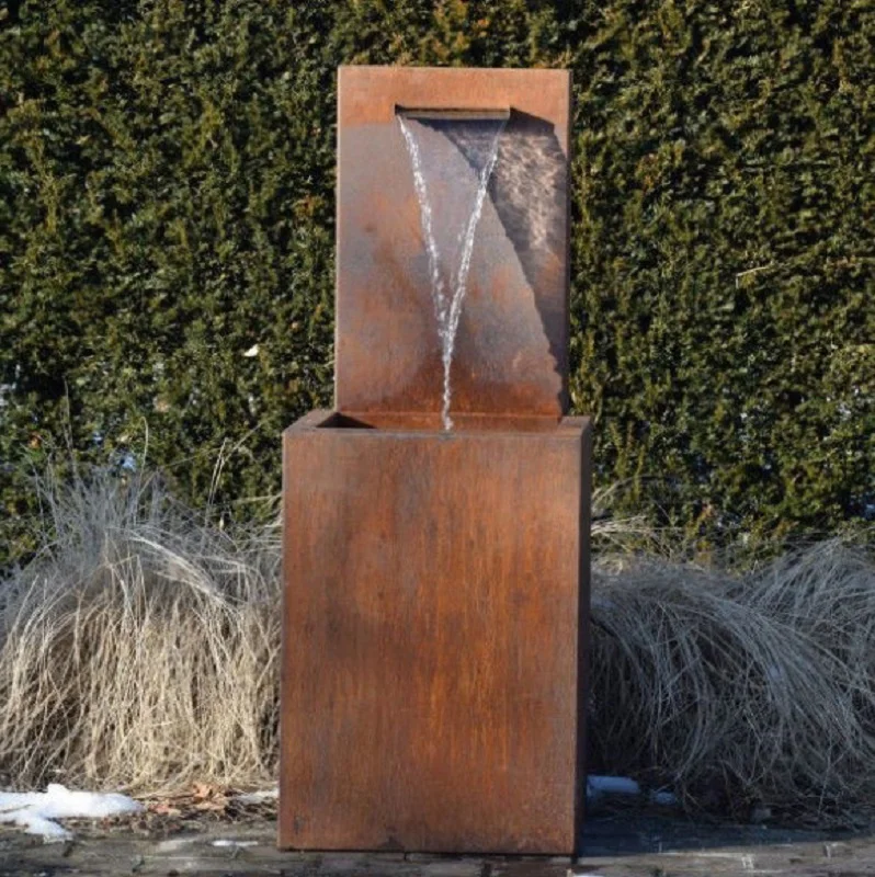 Large Outdoor Corten Steel Water Fountain With Pool - Buy Corten Steel ...