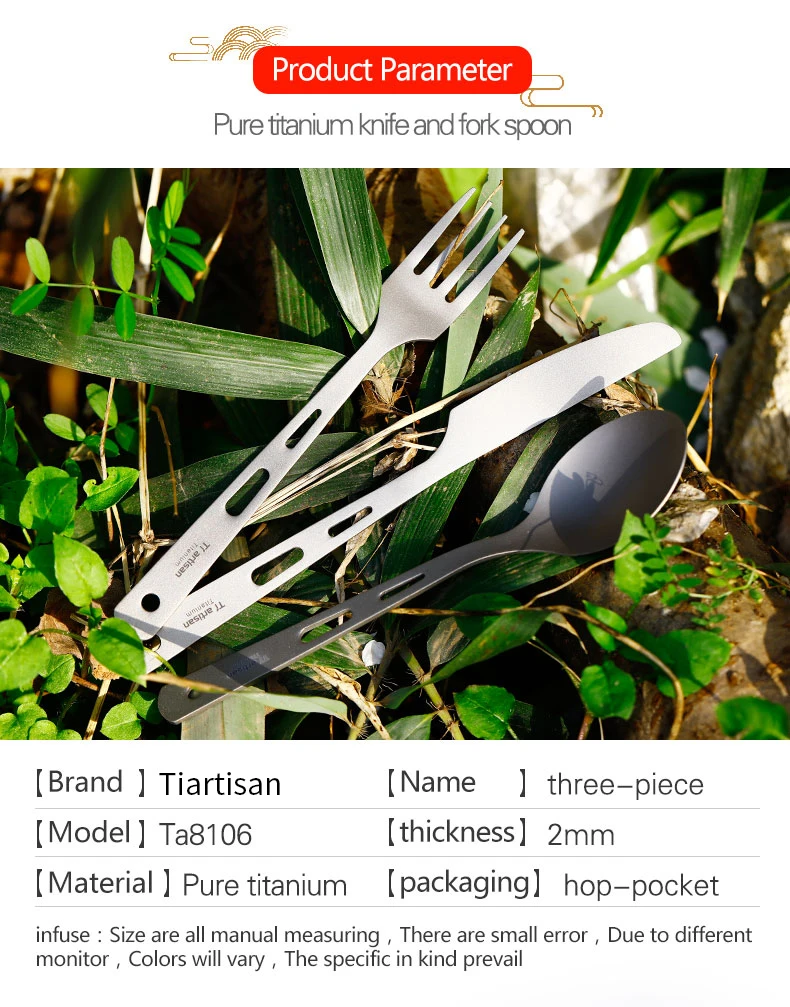 Fork And Spoon Travel Set Pure Titanium Knife Fork And Spoon 3 Pcs Set