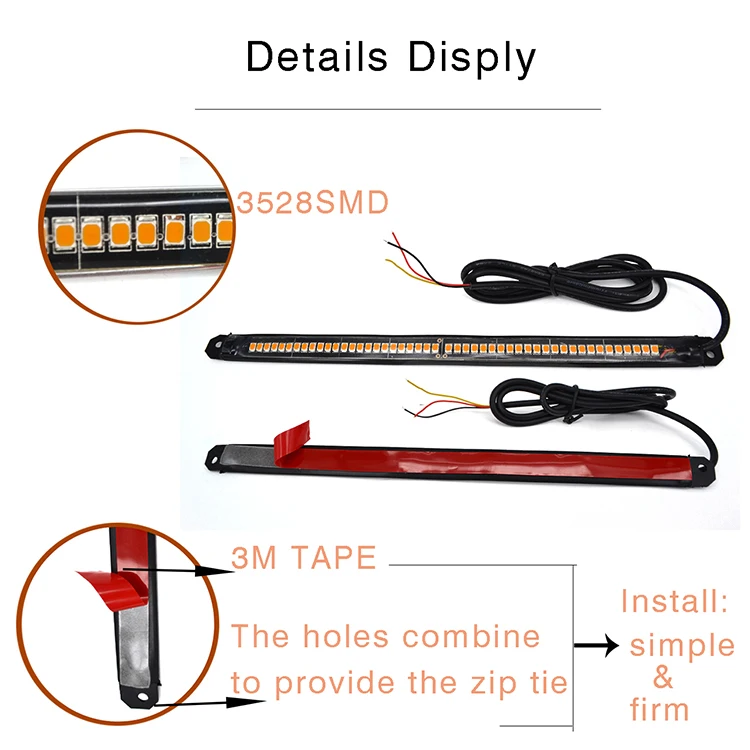 Universal Waterproof Durable Led Light Strip Tail Turn Signal Light Led for Motorcycle