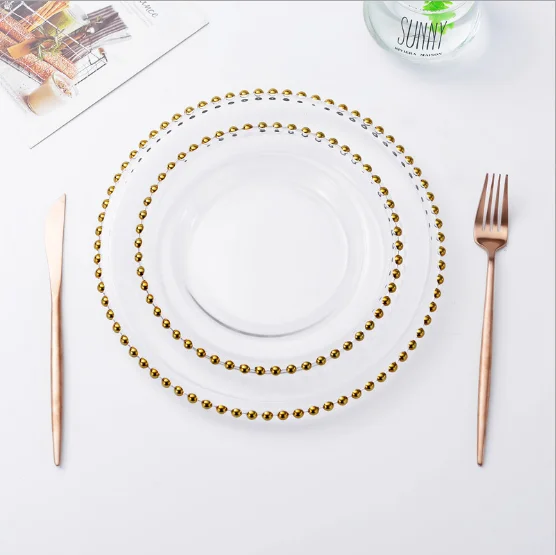 European Style Black Ceramic Dinner Plate Gold Rim 8" 10" Nordic Plates Steak Plate