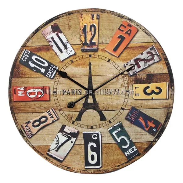 Retro Vintage Mdf Wall Clock Paris Eiffel Tower Clock Home Decor Round Wall Clocks - Buy Vintage Wall Clock,Mdf Clock,Round Wall Clocks Product on Alibaba.com