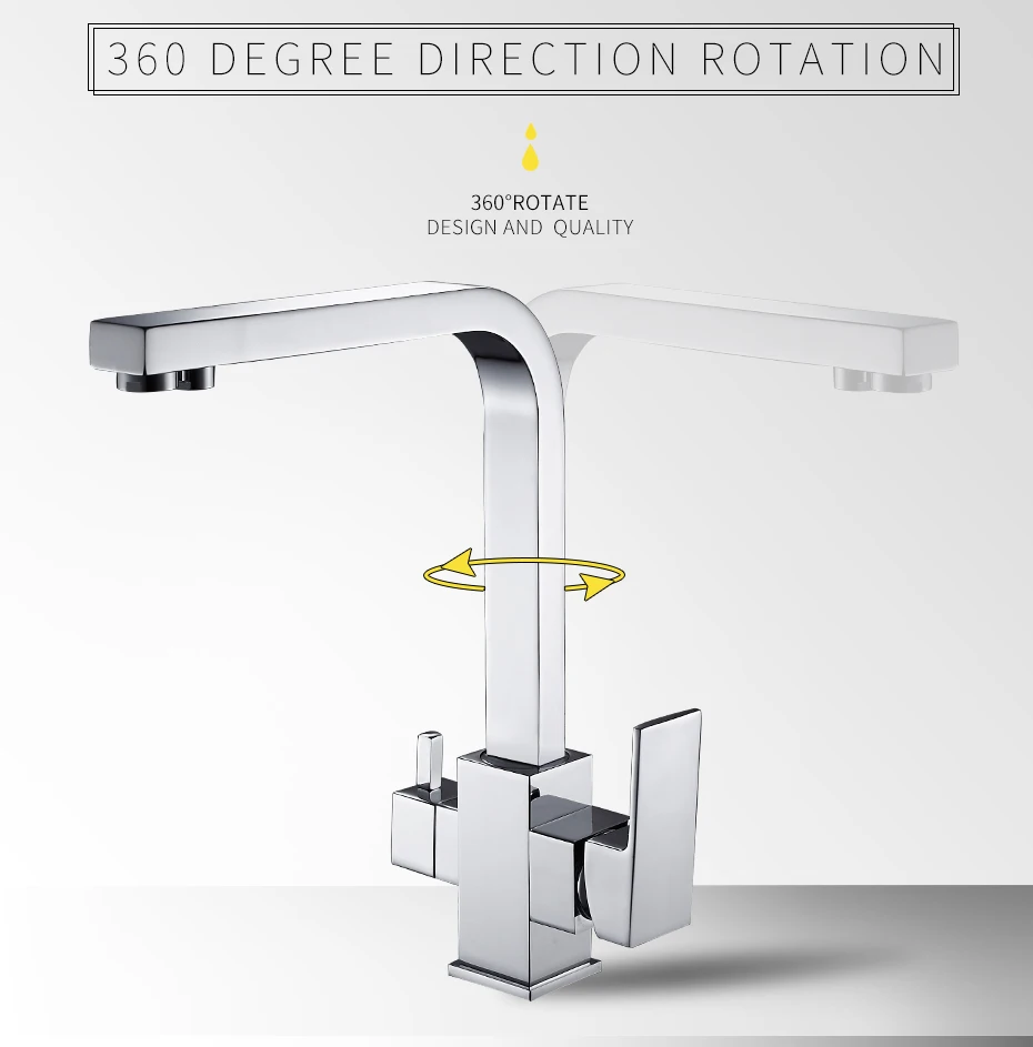 Way Kitchen Faucet for Reverse Osmosis, Water Filtration System and Hot and Cold Tap Water - Chrome, Lead Free