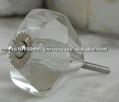 Cabinet Knobs Pair Puller Antique Style Crystal Cut Green Nobs Vintage Door