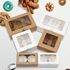 Custom logo food grade art paper cupcake gift retail box with PVC window