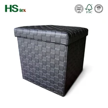 Housetex woven leather chinese ottoman storage ottoman with folding