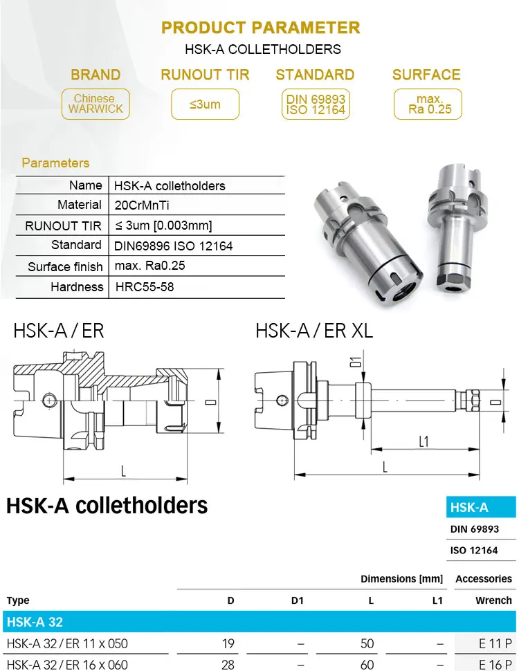 Hsk 63a/f Tool Holder Er Spring Collet Chuck Buy Hsk 63a Tool Holder