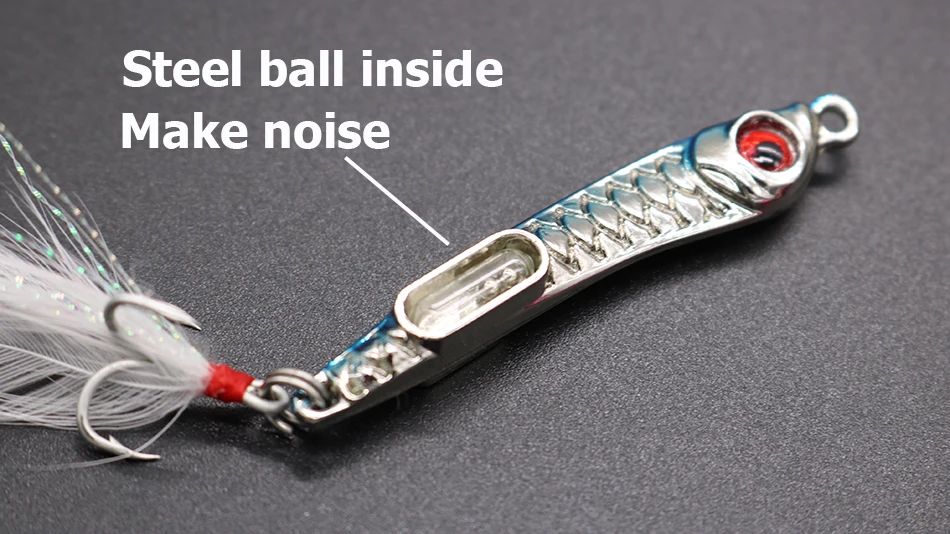 50pcs/lot 10g Micro Jig Lure Metal Jig With Steel Ball Inside Glow Jig