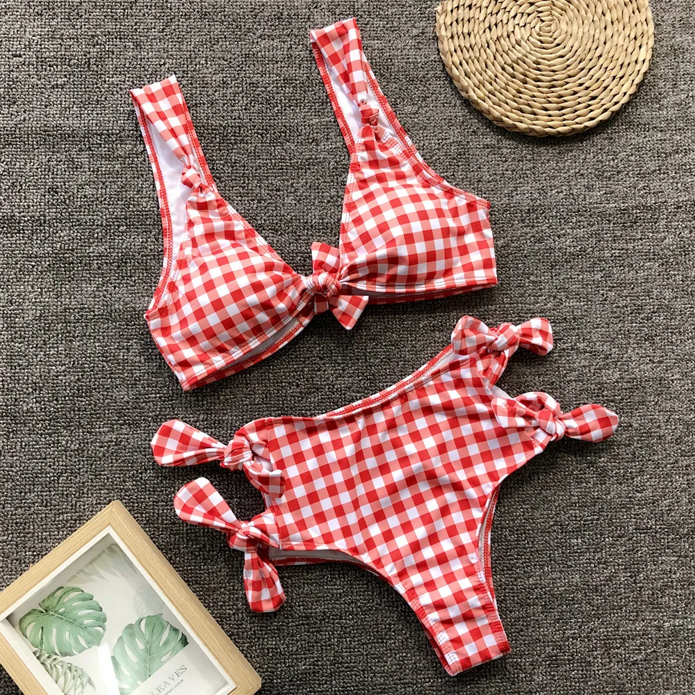 maillot de bain vichy taille haute