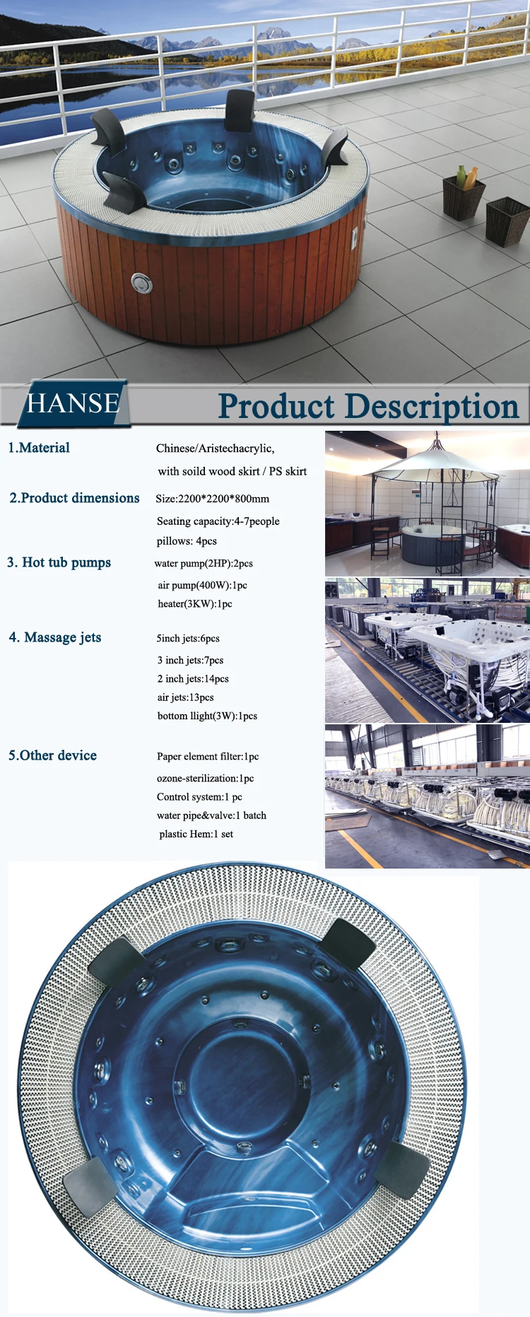 Large Outdoor Spa Pool,Circular Hot Tub,4 Person Hot Tub Dimensions