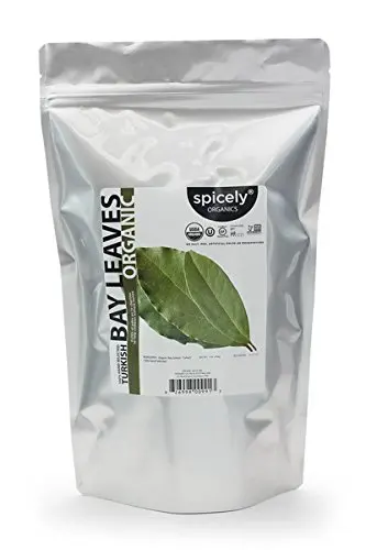 Spicely Organic Bay Leaves Turkish Whole 1LB Bulk Certified Gluten Free