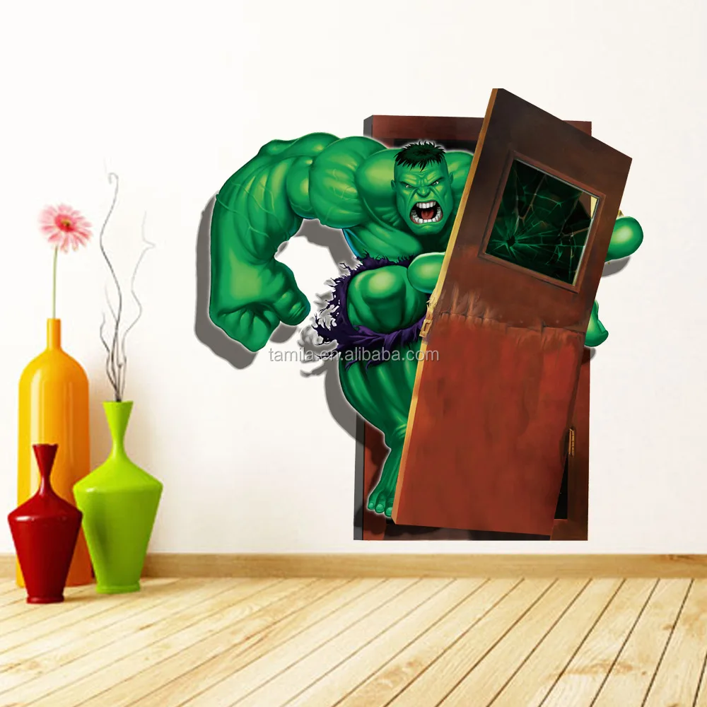 3d cartoon behang held wonder incredible hulk muur sticker home ...