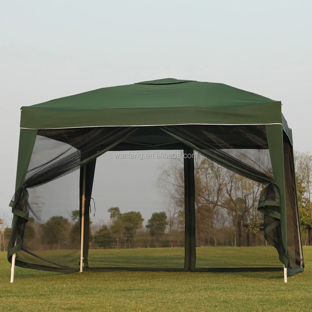 Outdoor 3x3m Pop Up Canopy With Netting Screen House Instant Gazebos Mesh Sides With Carry Bag