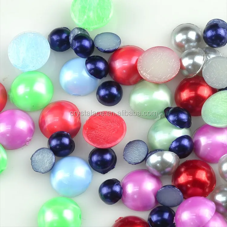 wholesale iron on pearls, fuchsia color half round acrylic hot fix flatback pearls, Imitation ABS Pearls for decoration