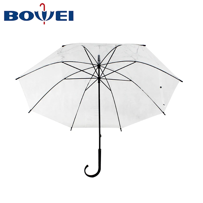 Plastic POE Manual umbrella custom logo clear umbrellas