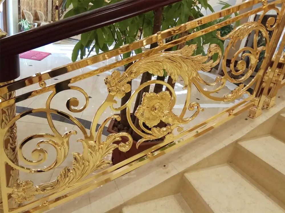 新设计高端金色栏杆楼梯栏杆